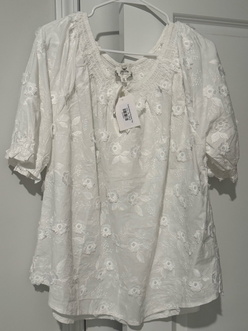 Perch White Embroidered Peasant Tunic Top